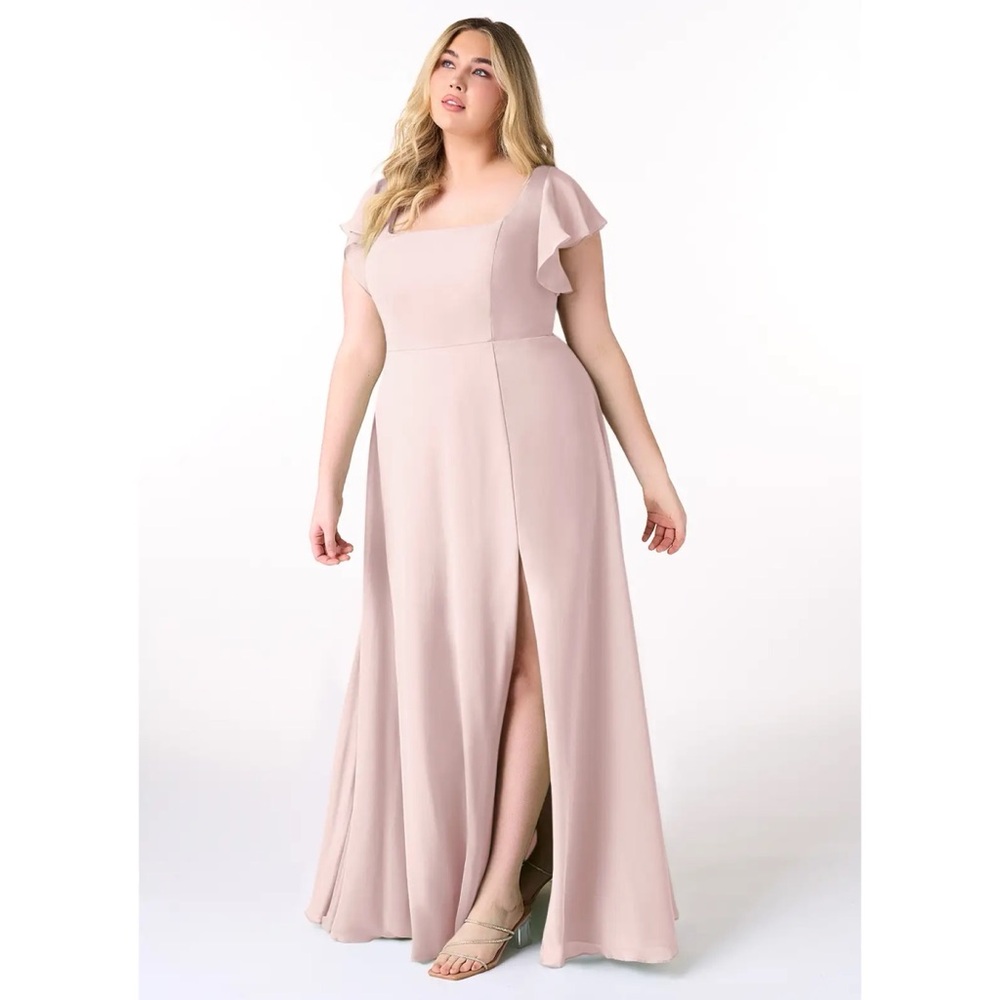 Azazie Blushing Pink Bondi Chiffon Dress with Flutter Sleeves